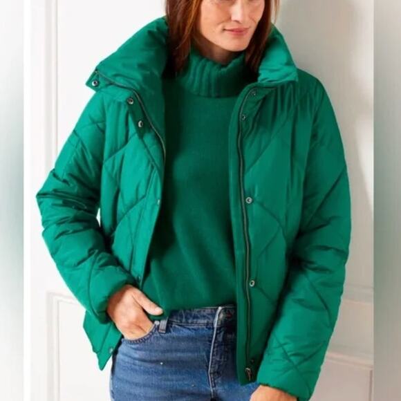 NWT TALBOTS Puffer Coat 2XP Jacket Down Alternative Green Plus Petite New - Picture 1 of 15